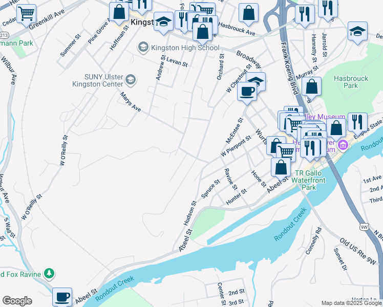 map of restaurants, bars, coffee shops, grocery stores, and more near 34 Montre Pose Avenue in Kingston
