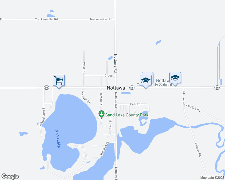 map of restaurants, bars, coffee shops, grocery stores, and more near in Nottawa
