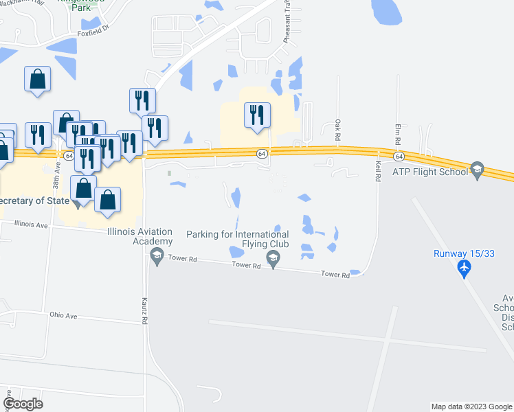 map of restaurants, bars, coffee shops, grocery stores, and more near 4051 East Main Street in St. Charles