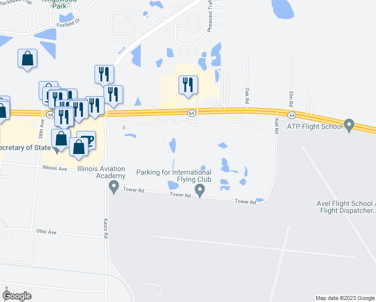 map of restaurants, bars, coffee shops, grocery stores, and more near 4051 East Main Street in St. Charles