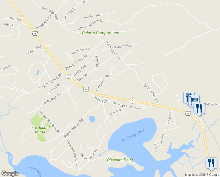 map of restaurants, bars, coffee shops, grocery stores, and more near 106 Cottontail Road in Wellfleet