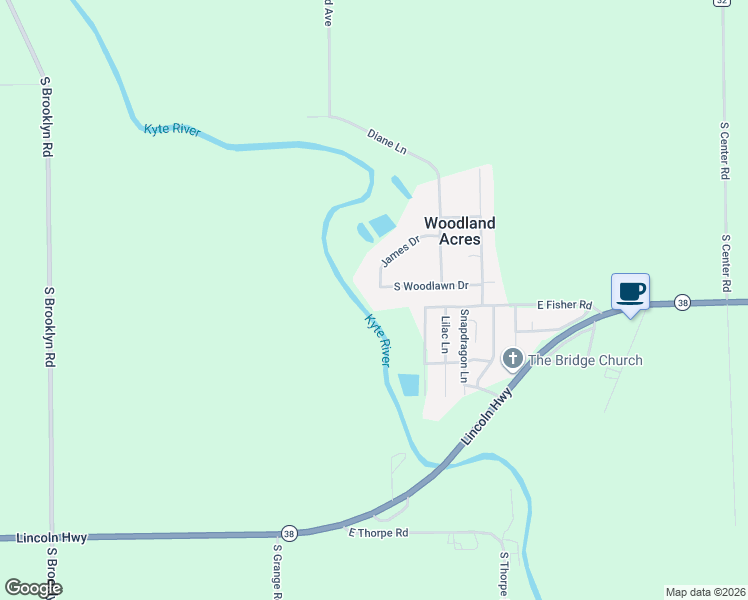 map of restaurants, bars, coffee shops, grocery stores, and more near 10953 South Woodland Drive in Rochelle