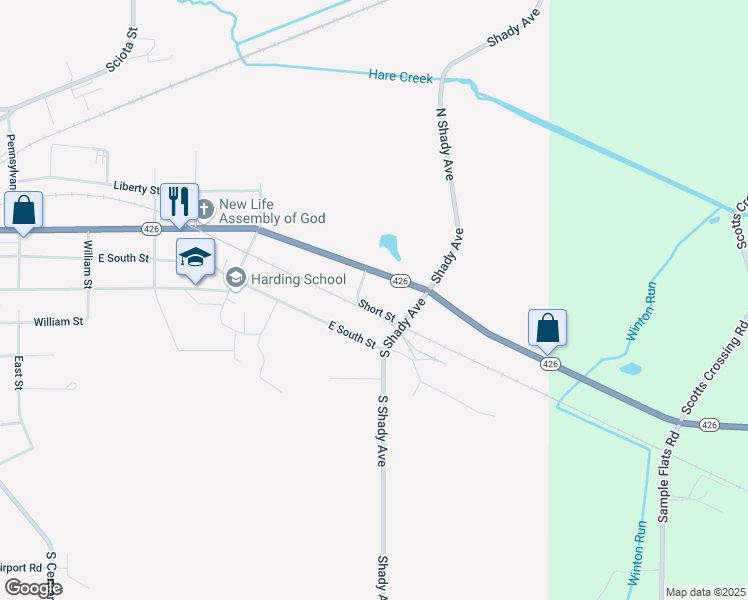 map of restaurants, bars, coffee shops, grocery stores, and more near 952 Burton Ave in Corry