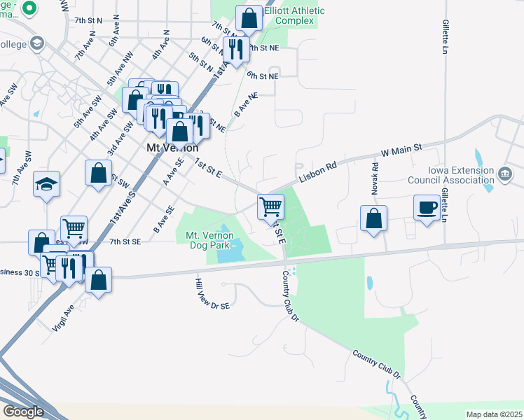 map of restaurants, bars, coffee shops, grocery stores, and more near 940 7th Street Southeast in Mount Vernon