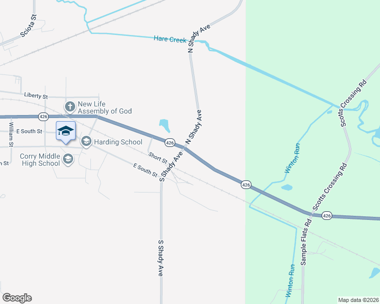 map of restaurants, bars, coffee shops, grocery stores, and more near 532 Spring Creek Corry Rd in Corry