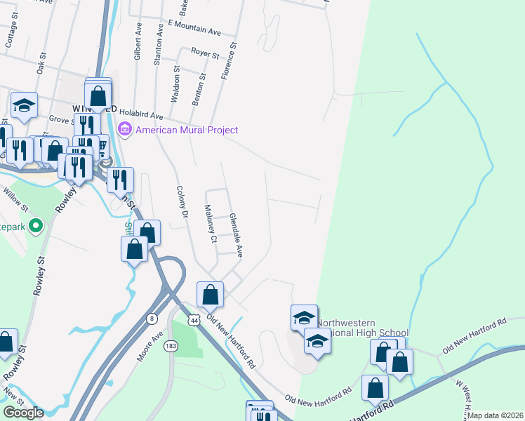 map of restaurants, bars, coffee shops, grocery stores, and more near 101 Oakdale Avenue in Winchester