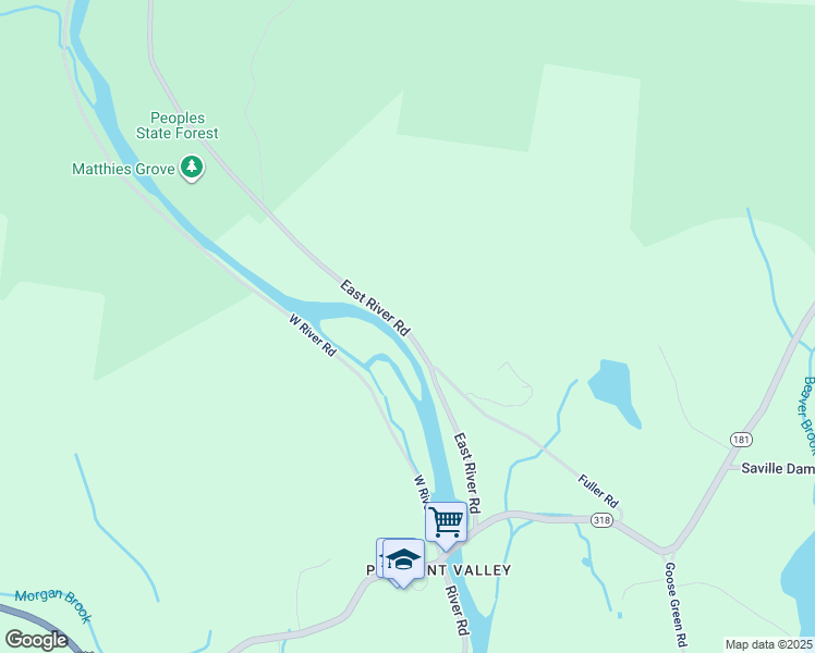 map of restaurants, bars, coffee shops, grocery stores, and more near 44 East River Road in Barkhamsted
