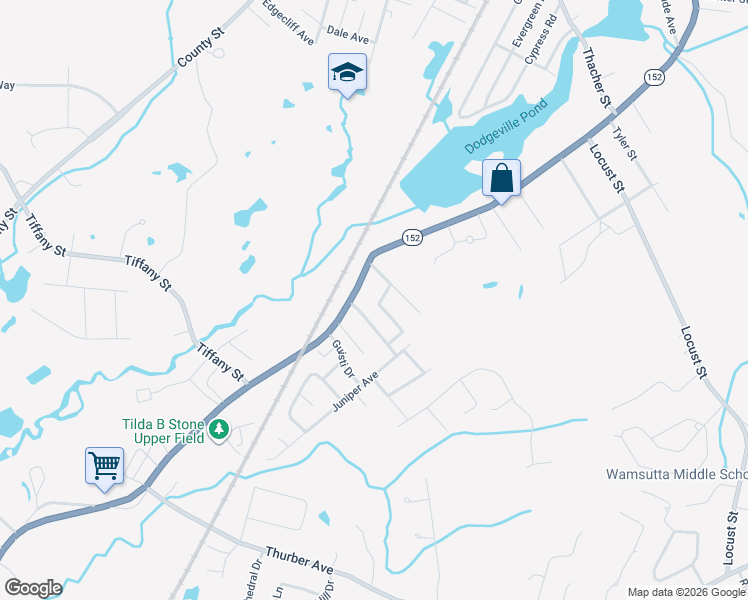 map of restaurants, bars, coffee shops, grocery stores, and more near 3 Dailey Street in Attleboro