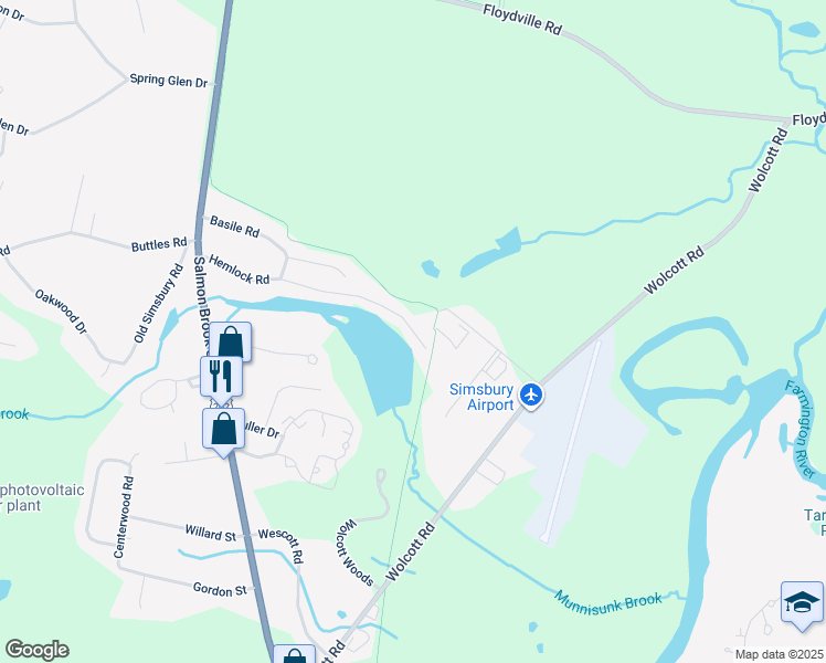 map of restaurants, bars, coffee shops, grocery stores, and more near 49 Hemlock Road in Granby