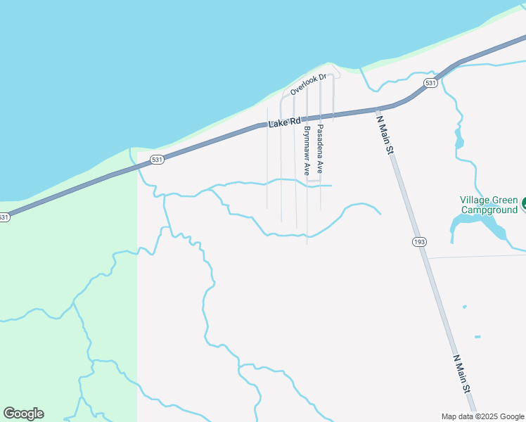 map of restaurants, bars, coffee shops, grocery stores, and more near 7200 Ridge Avenue in Conneaut