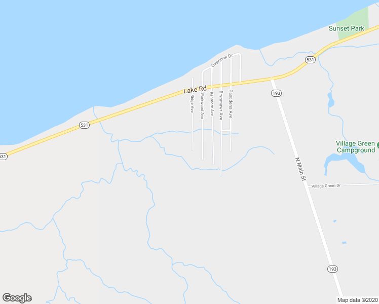 map of restaurants, bars, coffee shops, grocery stores, and more near 7200 Ridge Avenue in Conneaut