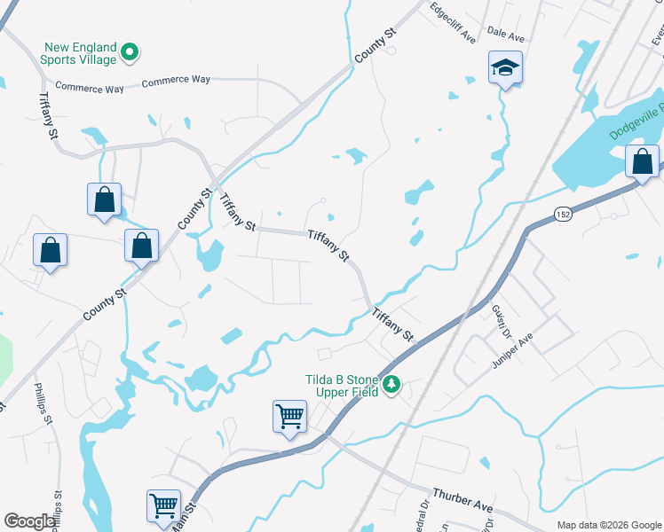 map of restaurants, bars, coffee shops, grocery stores, and more near 16 Draper Way in Attleboro