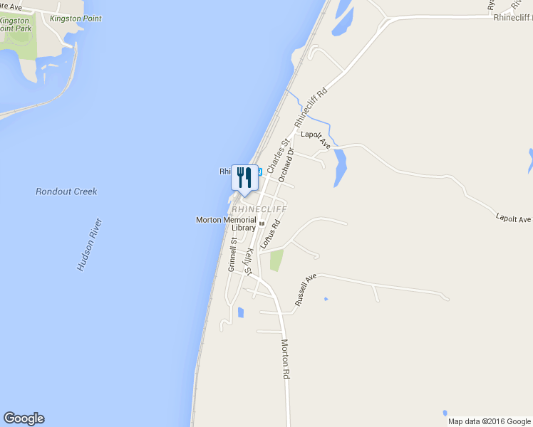 map of restaurants, bars, coffee shops, grocery stores, and more near 16 Shatzell Avenue in Rhinecliff