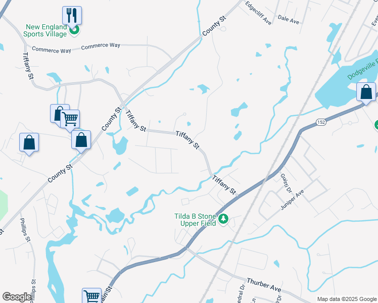 map of restaurants, bars, coffee shops, grocery stores, and more near 16 Draper Way in Attleboro