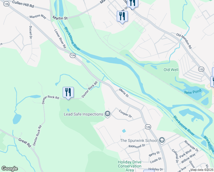 map of restaurants, bars, coffee shops, grocery stores, and more near 514 River Road in Lincoln