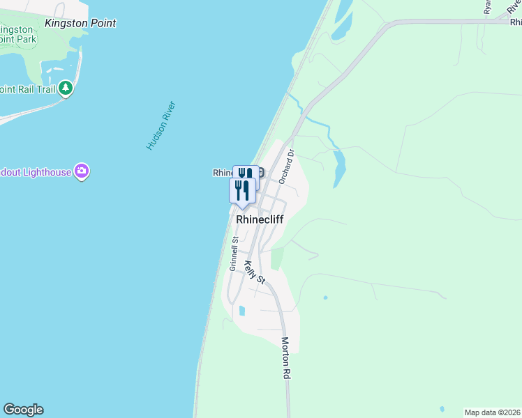 map of restaurants, bars, coffee shops, grocery stores, and more near Shatzell Avenue in Rhinebeck