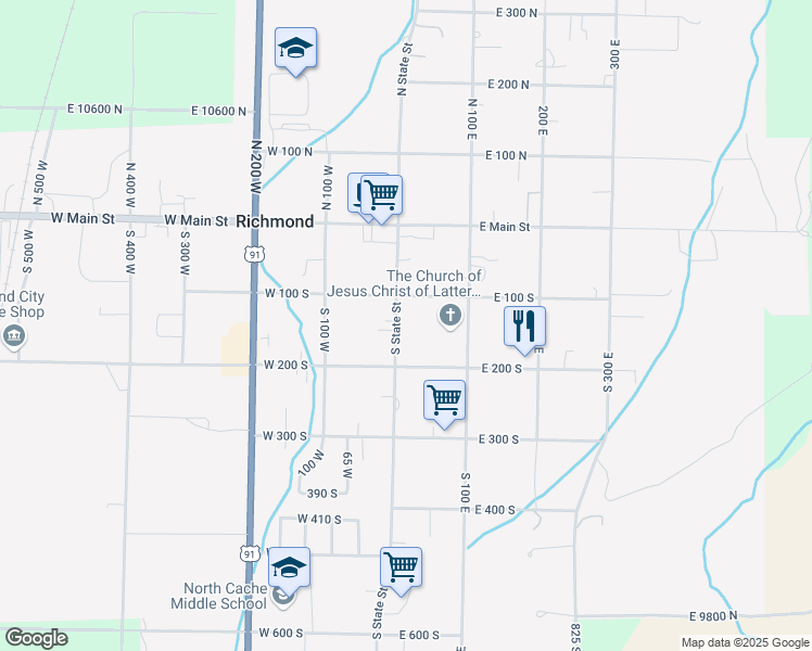 map of restaurants, bars, coffee shops, grocery stores, and more near 143 South State Street in Richmond