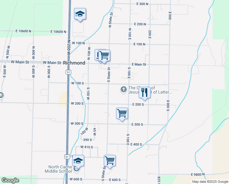 map of restaurants, bars, coffee shops, grocery stores, and more near 143 South State Street in Richmond