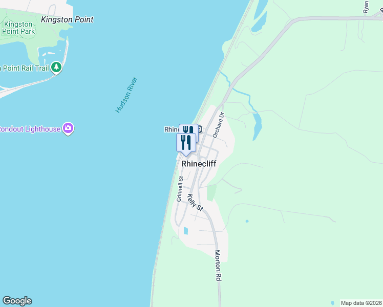 map of restaurants, bars, coffee shops, grocery stores, and more near Shatzell Avenue in Rhinebeck