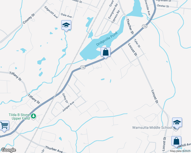 map of restaurants, bars, coffee shops, grocery stores, and more near 22 Dailey Street in Attleboro
