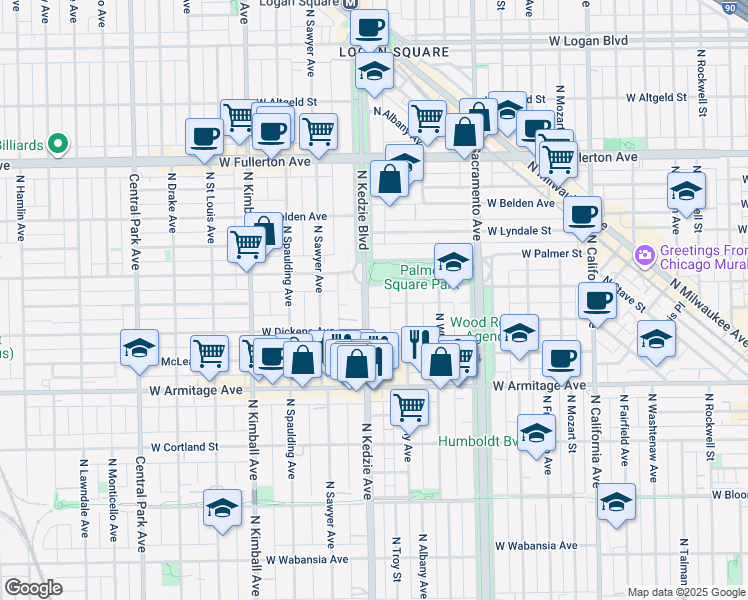 map of restaurants, bars, coffee shops, grocery stores, and more near in Chicago