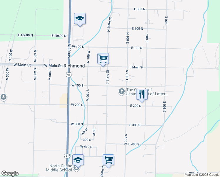 map of restaurants, bars, coffee shops, grocery stores, and more near 109 South State Street in Richmond