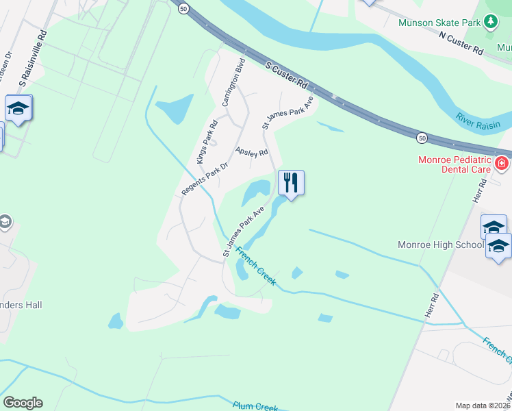 map of restaurants, bars, coffee shops, grocery stores, and more near 928 Saint James Park Avenue in Monroe