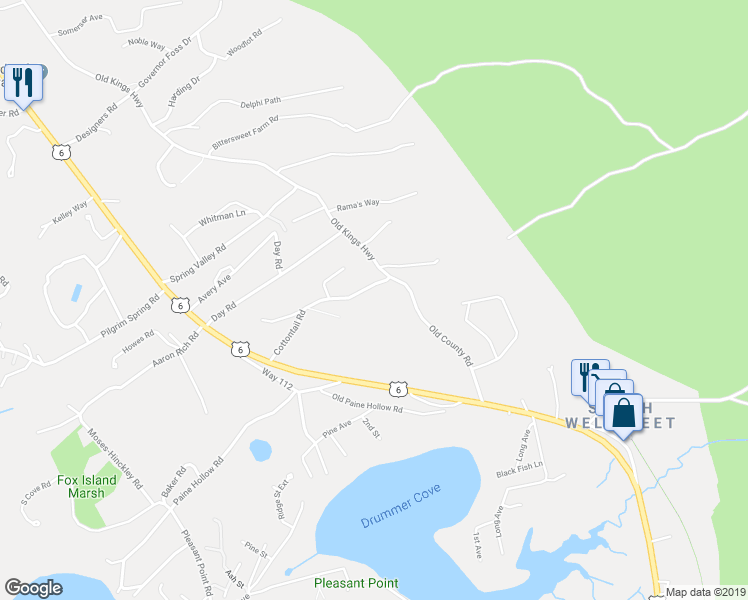 map of restaurants, bars, coffee shops, grocery stores, and more near 150 Cottontail Road in Wellfleet