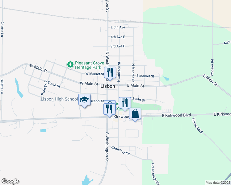map of restaurants, bars, coffee shops, grocery stores, and more near 115 South Jackson Street in Mechanicsville