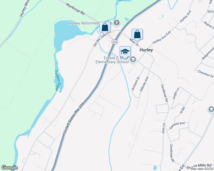 map of restaurants, bars, coffee shops, grocery stores, and more near 179 Russell Rd in Hurley