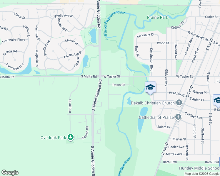 map of restaurants, bars, coffee shops, grocery stores, and more near 930 Dawn Ct in DeKalb