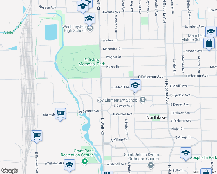 map of restaurants, bars, coffee shops, grocery stores, and more near 552 Laporte Avenue in Northlake