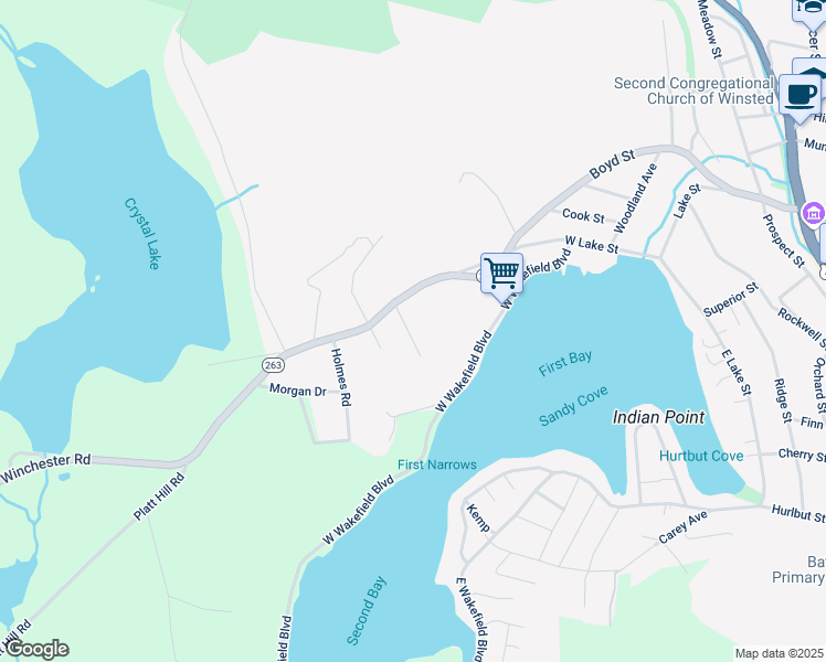 map of restaurants, bars, coffee shops, grocery stores, and more near 57 Overlook Road in Winchester