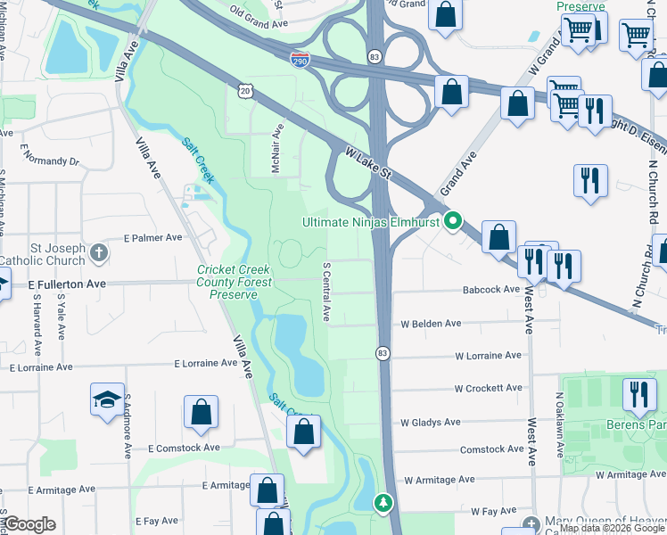 map of restaurants, bars, coffee shops, grocery stores, and more near 901 Sunrise Road in Addison