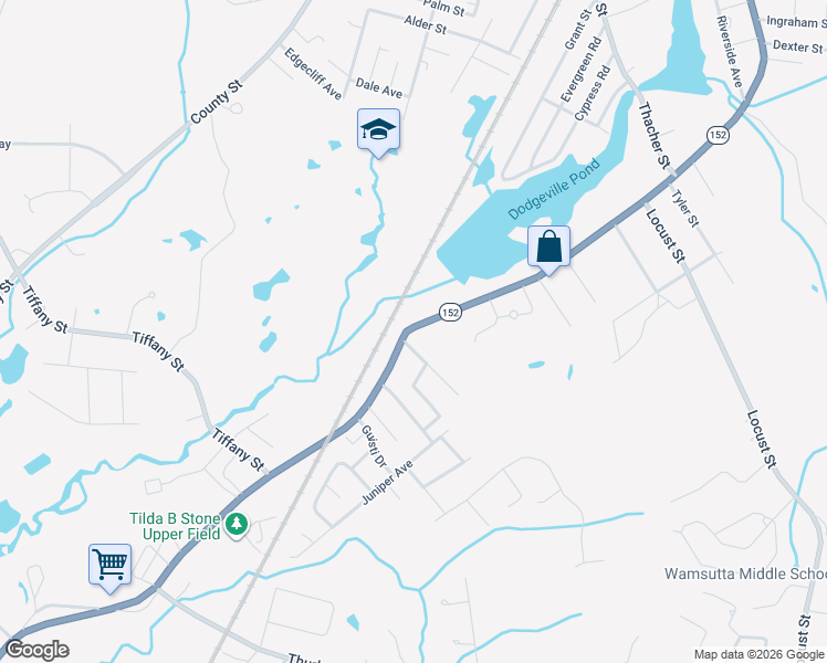 map of restaurants, bars, coffee shops, grocery stores, and more near 468 South Main Street in Attleboro