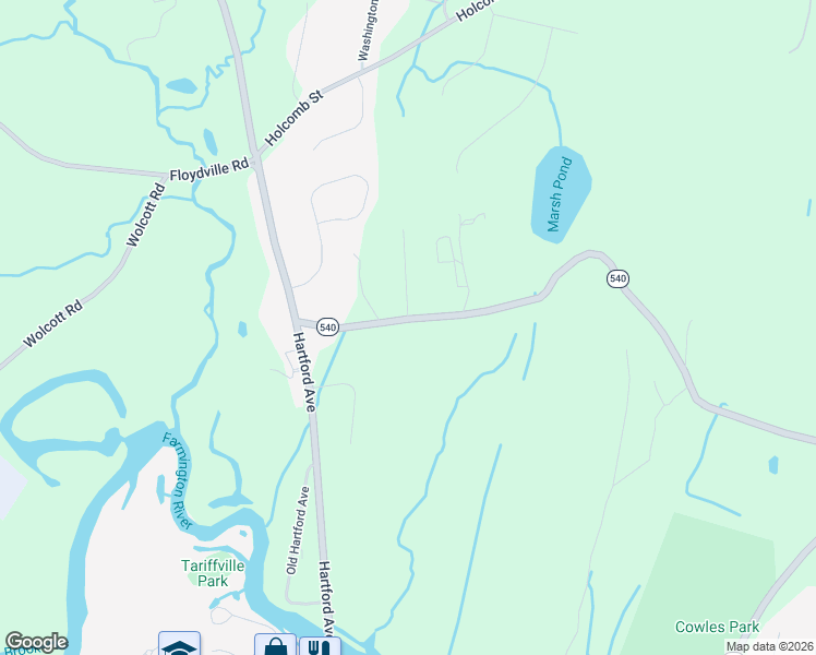 map of restaurants, bars, coffee shops, grocery stores, and more near 119 Hatchett Hill Lane in East Granby