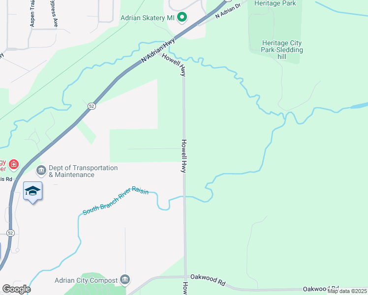 map of restaurants, bars, coffee shops, grocery stores, and more near 2589 Howell Highway in Adrian