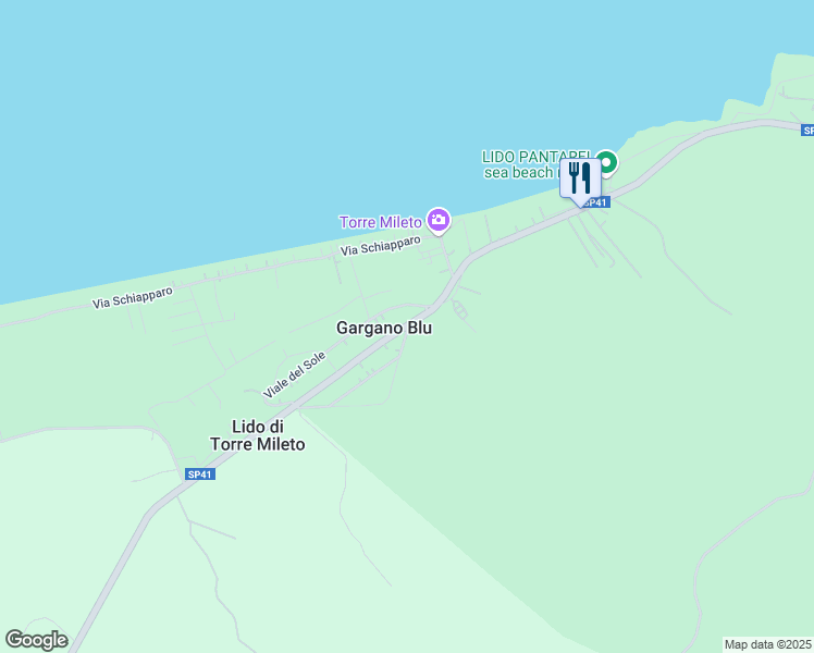 map of restaurants, bars, coffee shops, grocery stores, and more near SP41 in Gargano Blu