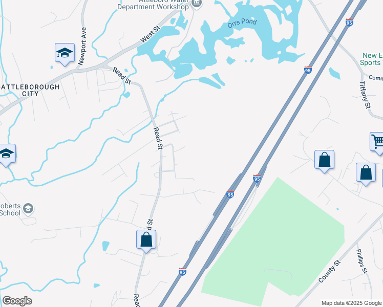 map of restaurants, bars, coffee shops, grocery stores, and more near 10 Linette Circle in Attleboro