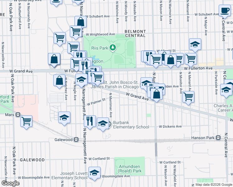 map of restaurants, bars, coffee shops, grocery stores, and more near in Chicago