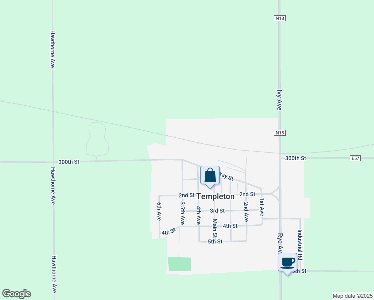 map of restaurants, bars, coffee shops, grocery stores, and more near 100 Railway Street in Templeton