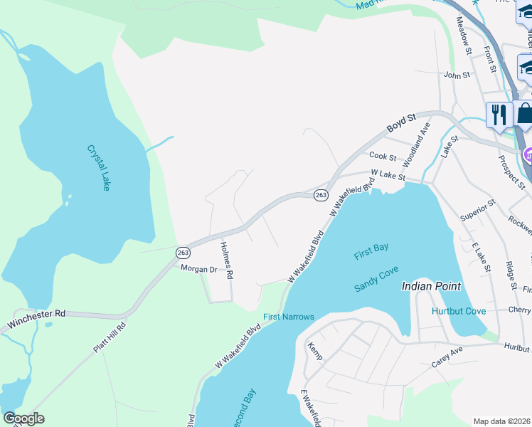 map of restaurants, bars, coffee shops, grocery stores, and more near 323 Winchester Road in Winchester