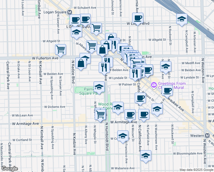 map of restaurants, bars, coffee shops, grocery stores, and more near in Chicago