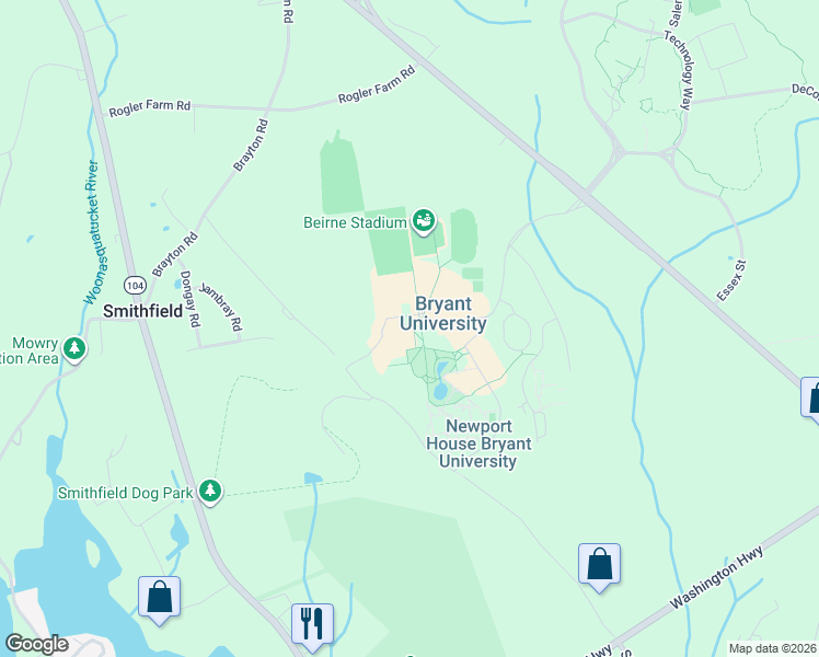 map of restaurants, bars, coffee shops, grocery stores, and more near in Smithfield