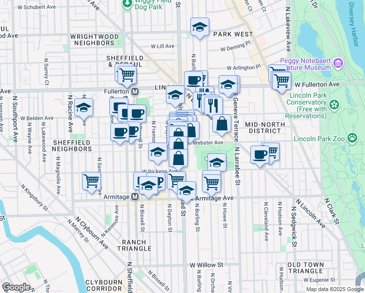 map of restaurants, bars, coffee shops, grocery stores, and more near in Chicago