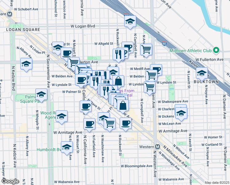 map of restaurants, bars, coffee shops, grocery stores, and more near in Chicago