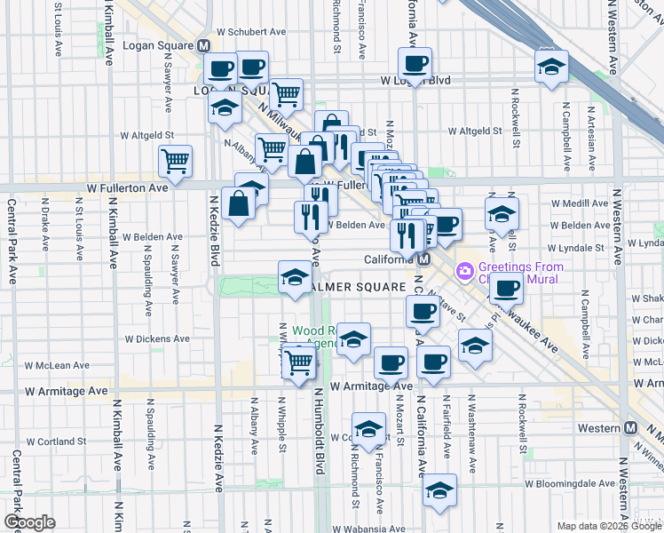 map of restaurants, bars, coffee shops, grocery stores, and more near in Chicago
