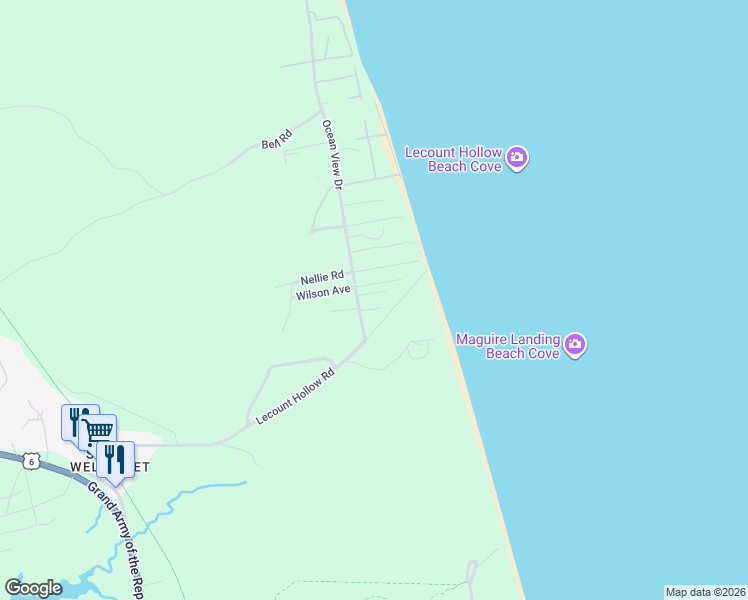 map of restaurants, bars, coffee shops, grocery stores, and more near 50 Ocean View Drive in Wellfleet