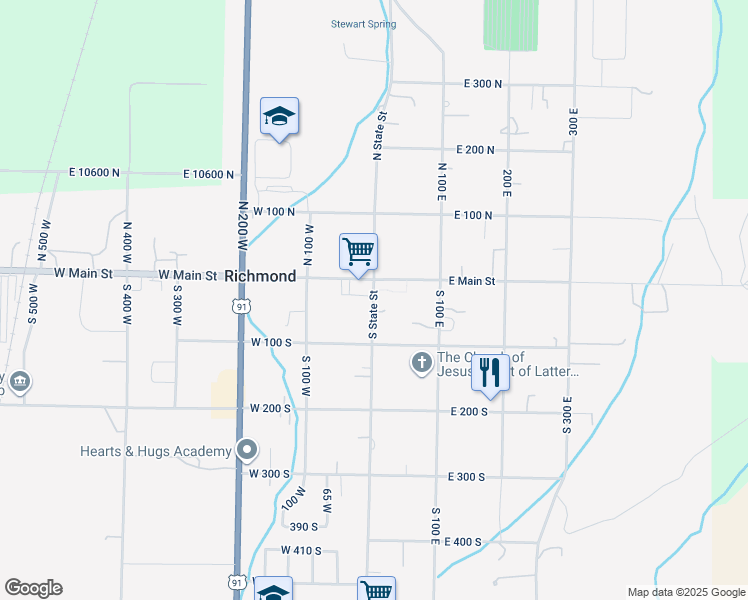 map of restaurants, bars, coffee shops, grocery stores, and more near 31 South State Street in Richmond