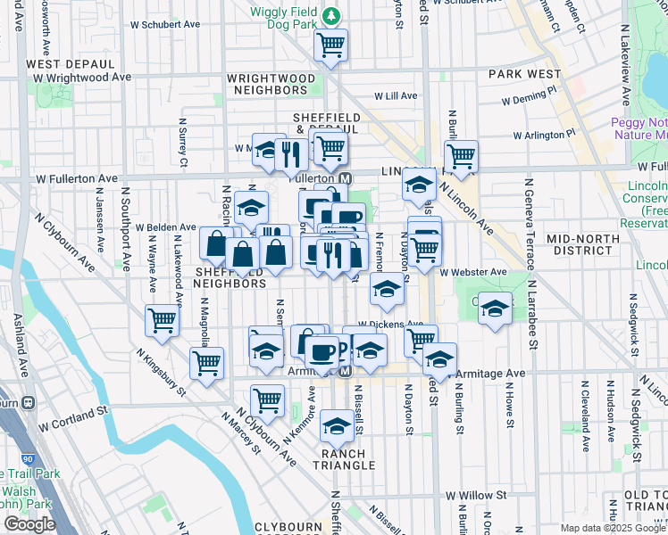 map of restaurants, bars, coffee shops, grocery stores, and more near in Chicago